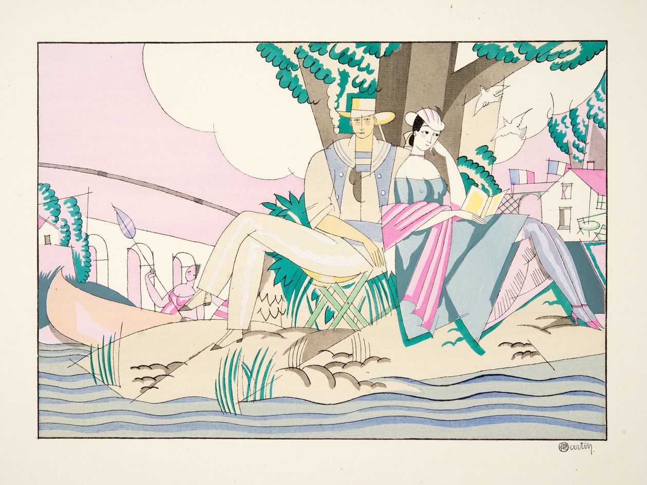 La Peche z Sports & Entertainment, pub. 1914 (odbitka szablonowa) autorstwa Charles Martin