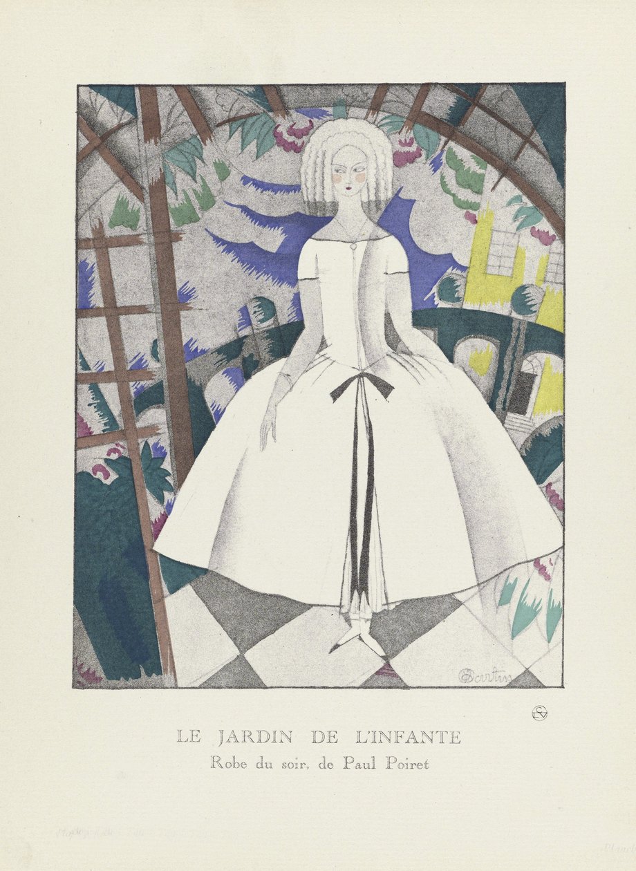 Le Jardin de lInfante, z kolekcji Fashion Plates, 1920 (odbitka szablonowa) autorstwa Charles Martin