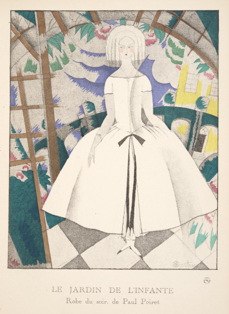 Le Jardin de lInfante, z kolekcji Fashion Plates, 1920 (odbitka szablonowa) autorstwa Charles Martin