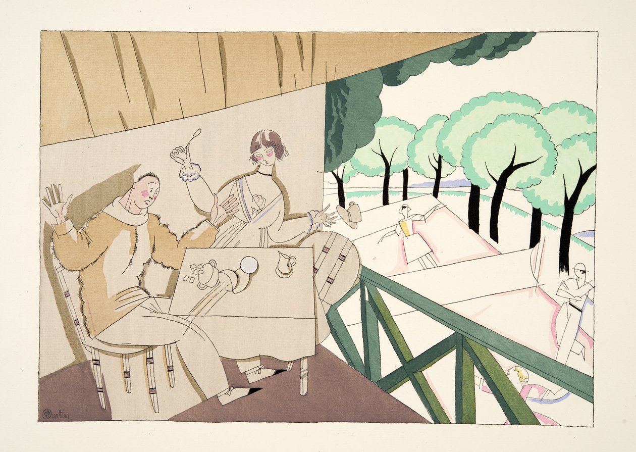 Le Tennis, od Sports & Entertainment, pub. 1914 (odbitka szablonowa) autorstwa Charles Martin