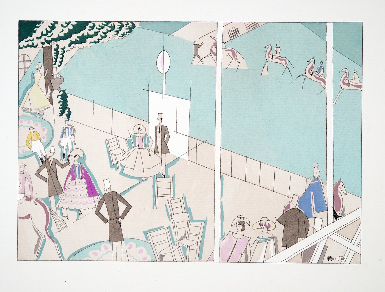 Les Courses z Sports & Entertainment, pub. 1914 (odbitka szablonowa) autorstwa Charles Martin