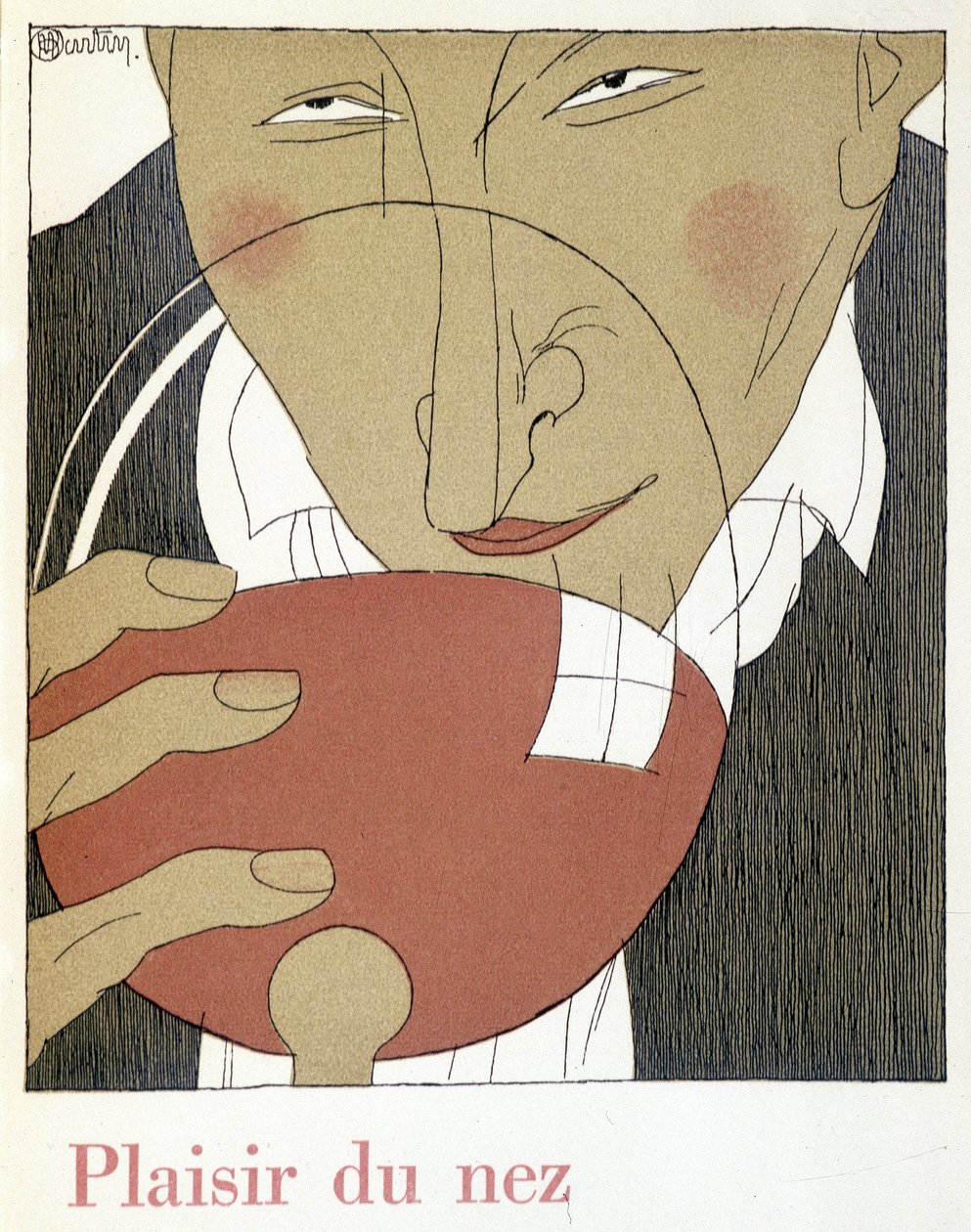Przyjemność nosa - w „”Monseigneur le vin””, rysunek Charlesa Martina (1884-1934), broszura Nicolas Establishments autorstwa Charles Martin