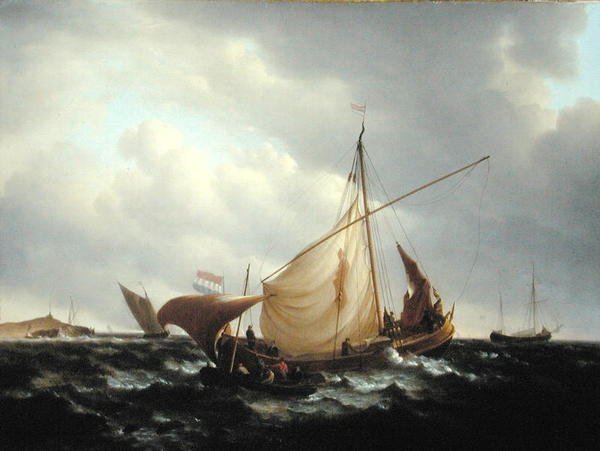Holenderska łódź wypływająca w morze autorstwa Charles Martin Powell