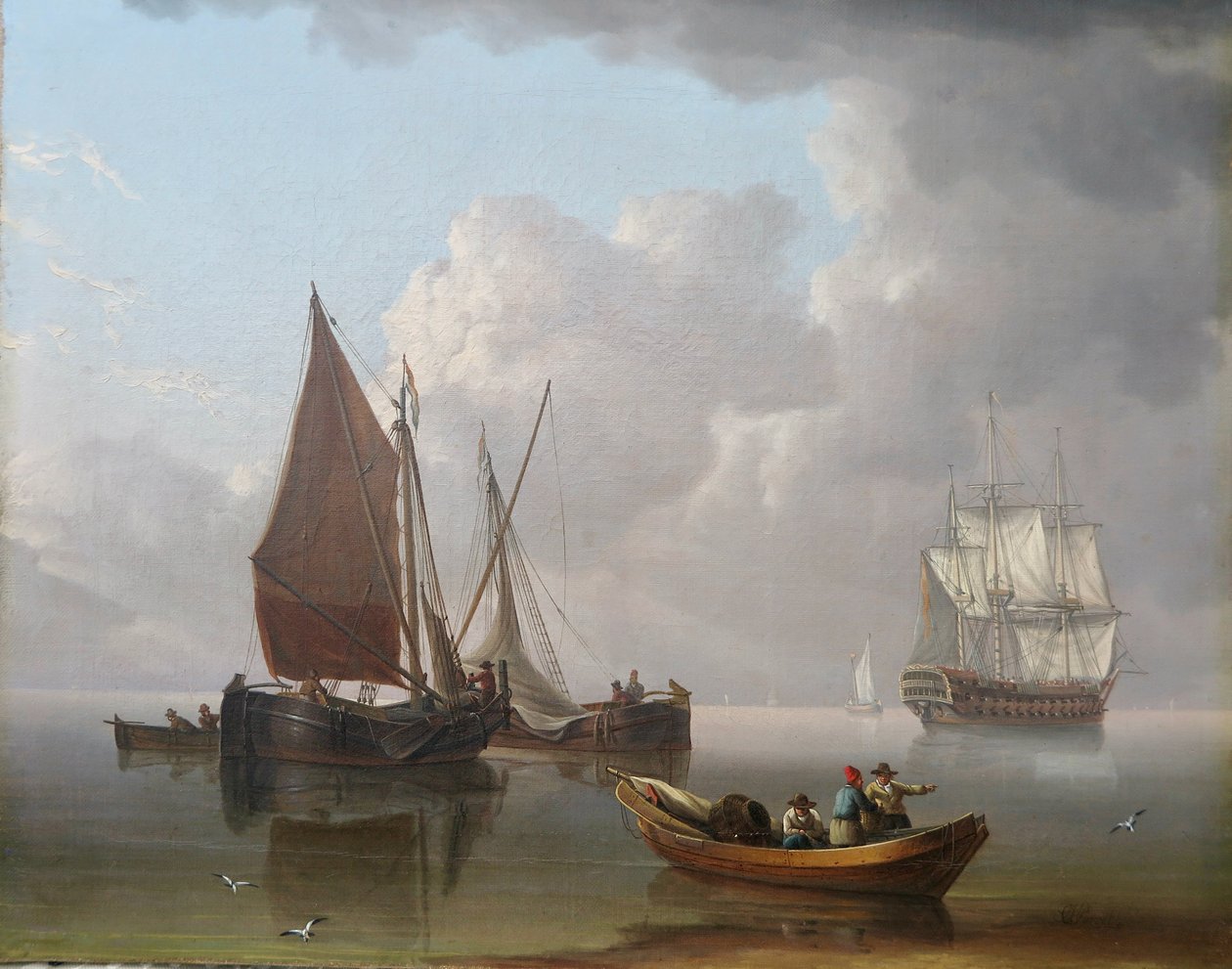 Żegluga na morzu, ok. 1800 (olej na płótnie) autorstwa Charles Martin Powell