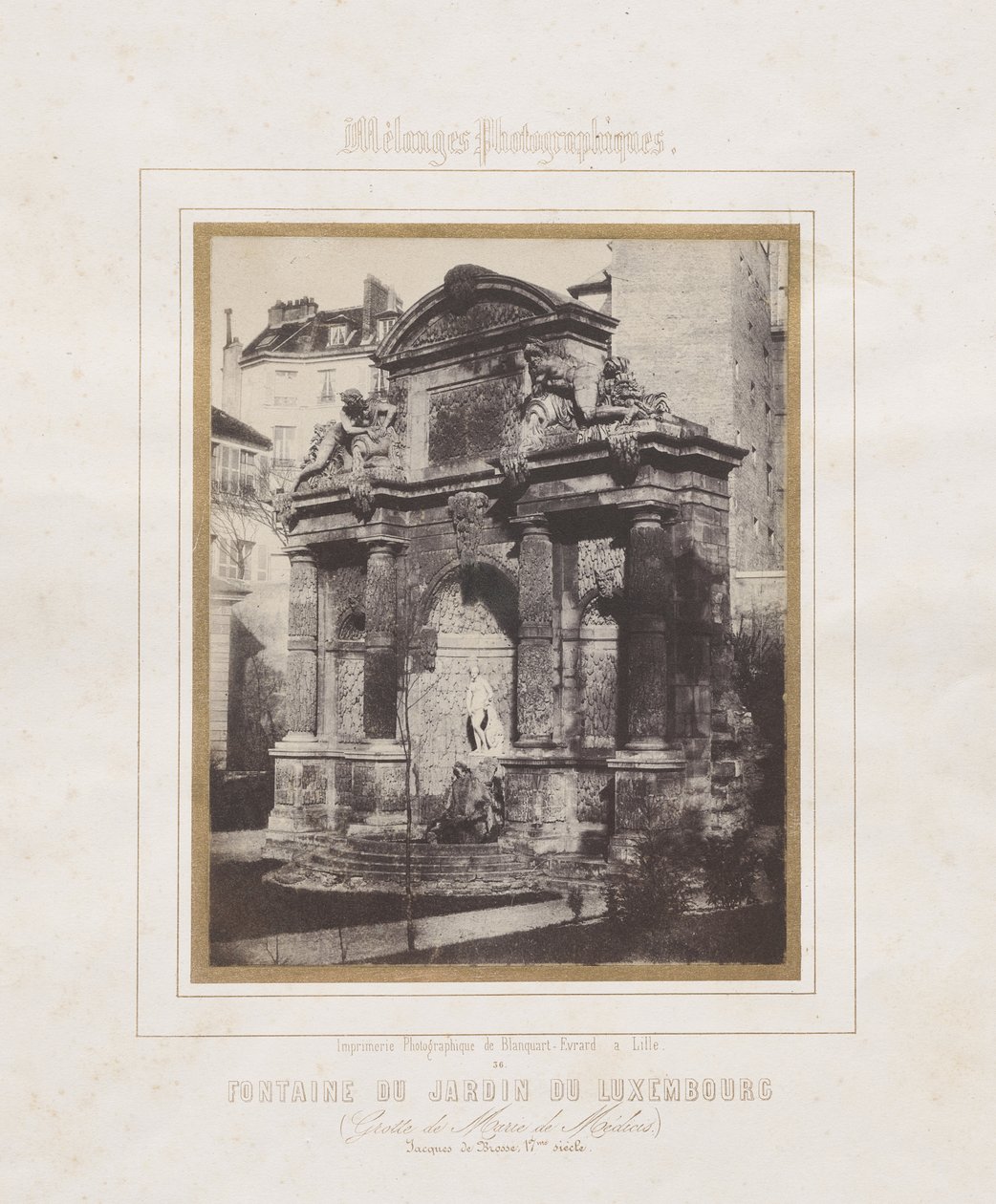 Fontanna w Ogrodzie Luksemburskim (Grota Marii de Medici) autorstwa Charles Marville