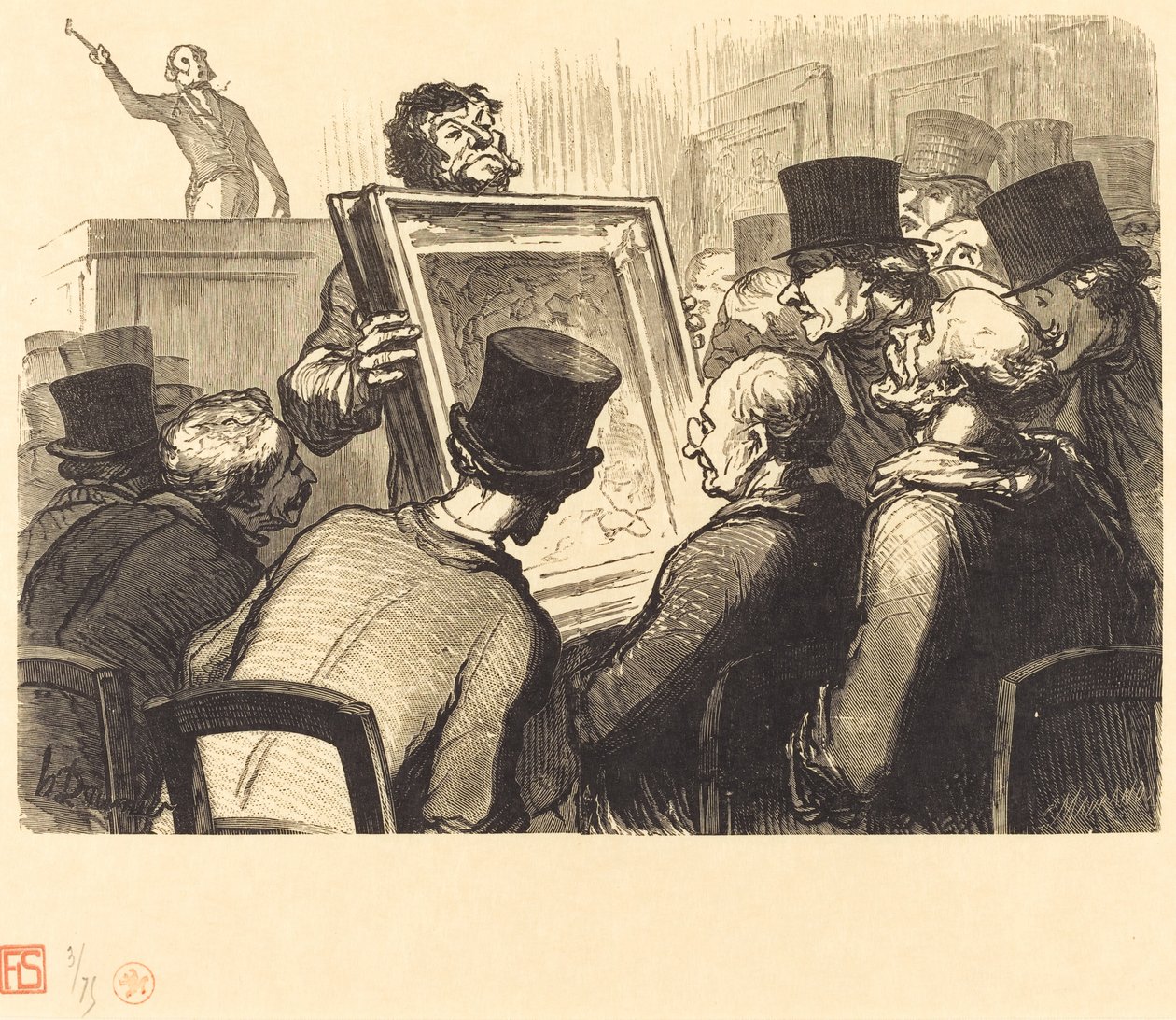 Miłośnicy malarstwa w hotelu Bouillon autorstwa Charles Maurand after Honoré Daumier