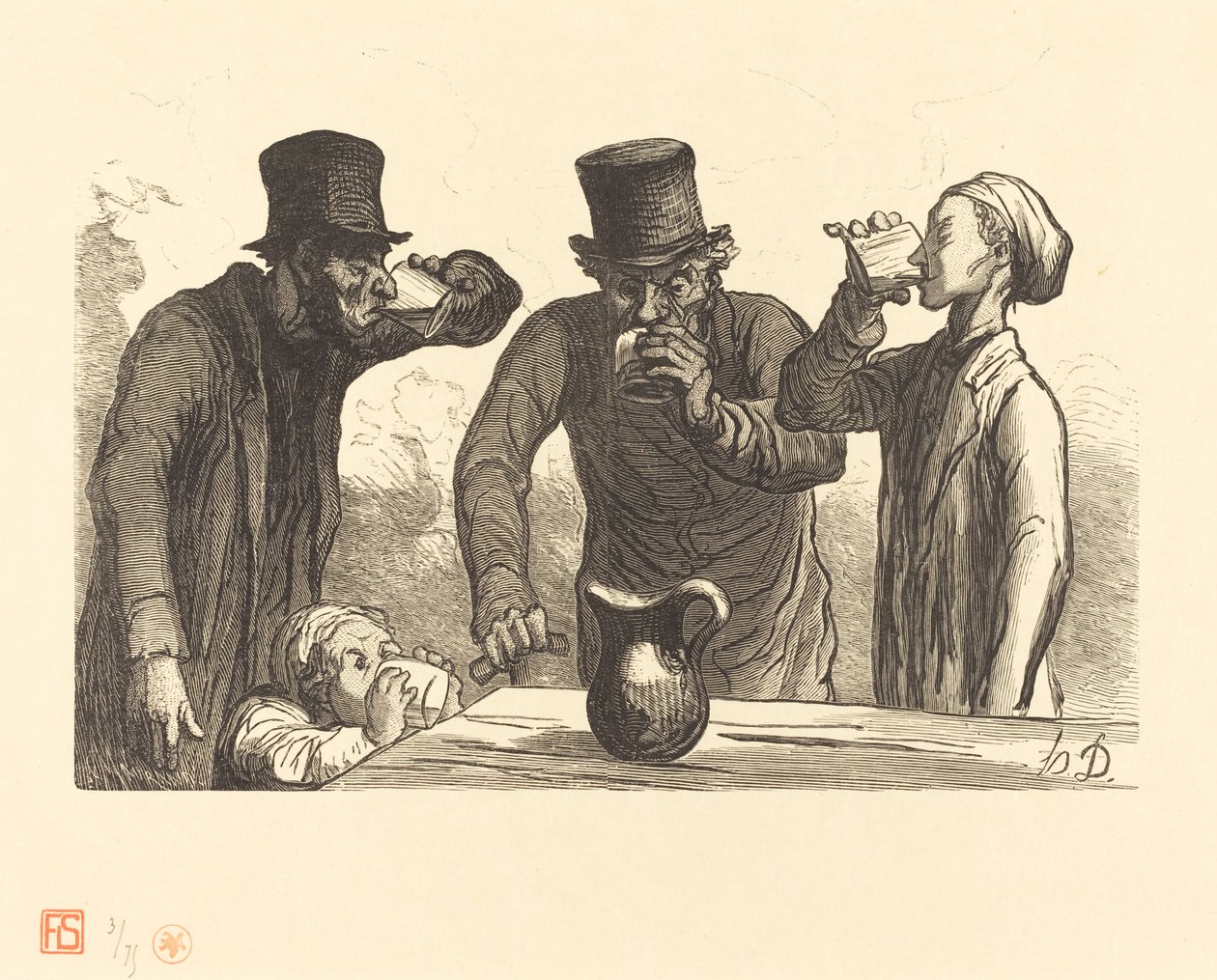 Fizjologia pijącego: cztery wieki autorstwa Charles Maurand after Honoré Daumier