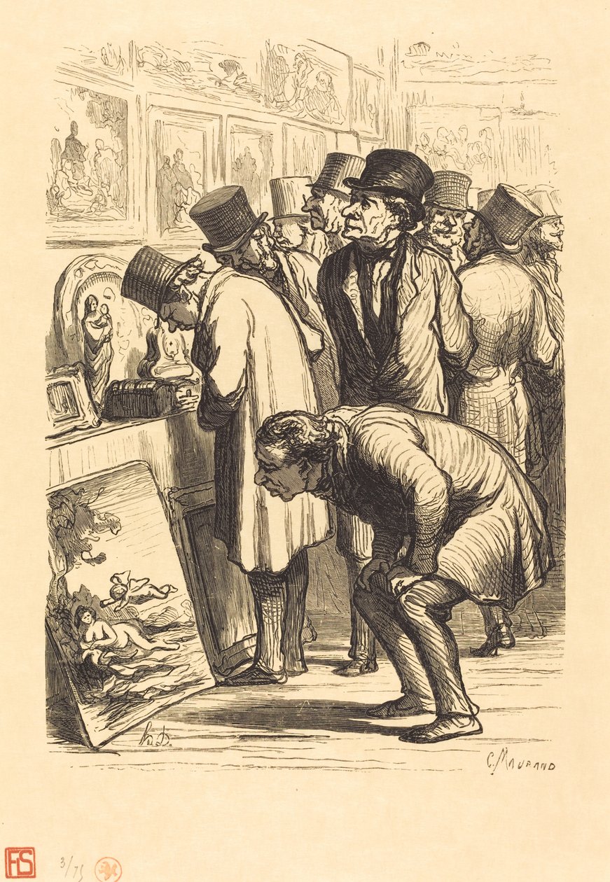 Sala Hotelu Drouot w dzień wystawienniczy autorstwa Charles Maurand after Honoré Daumier