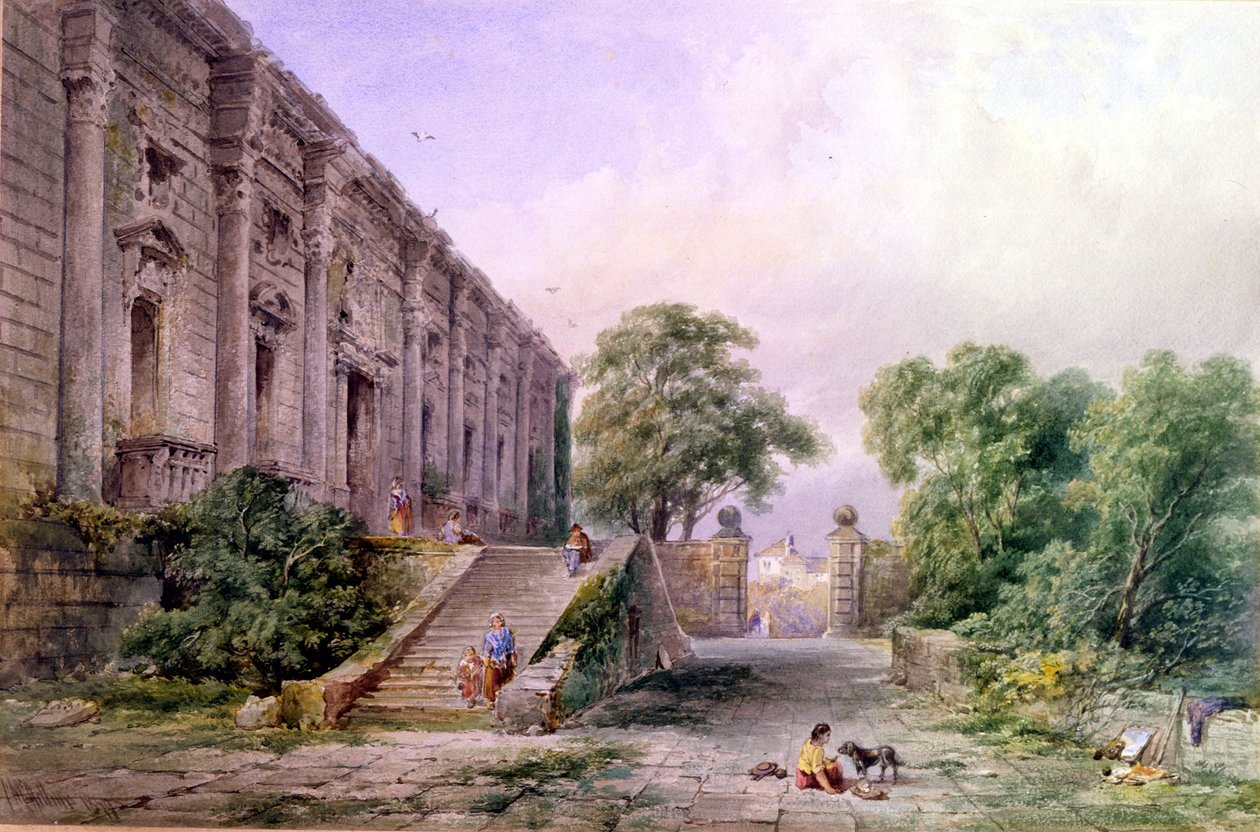 Widok na wschodni front zamku Nottingham, 1879 (wc na papierze) autorstwa Charles McArthur