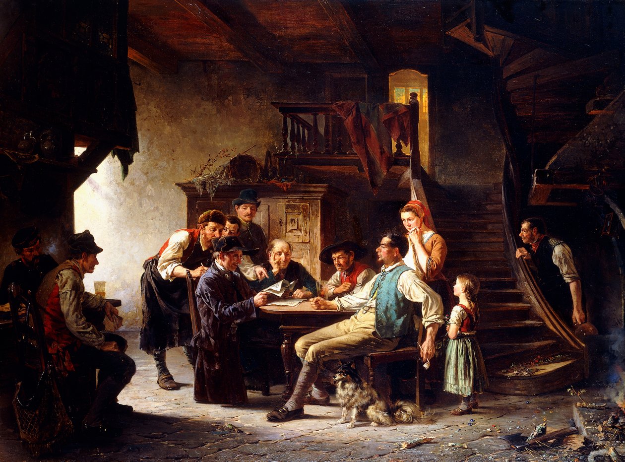 Czytanie wiadomości, 1887 autorstwa Charles Meer Webb