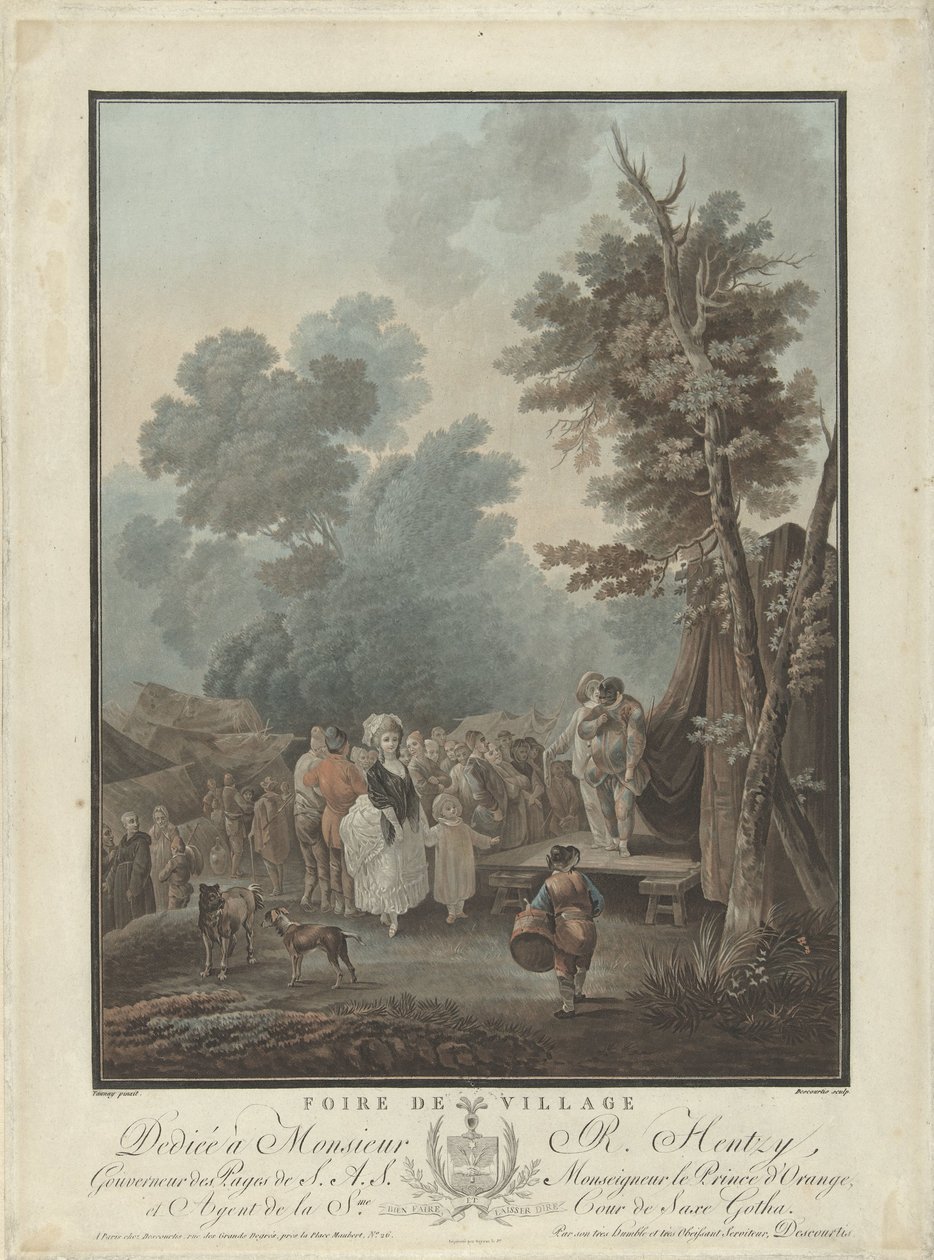 wiejski festiwal Foire de Village (tytuł na obiekcie) Cztery sceny rodzajowe (tytuł serialu) autorstwa Charles Melchior Descourtis