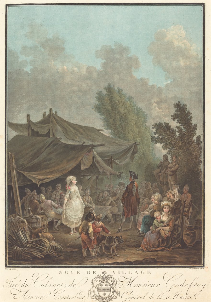 Ślub w Noce de Village, 1785. autorstwa Charles Melchior Descourtis