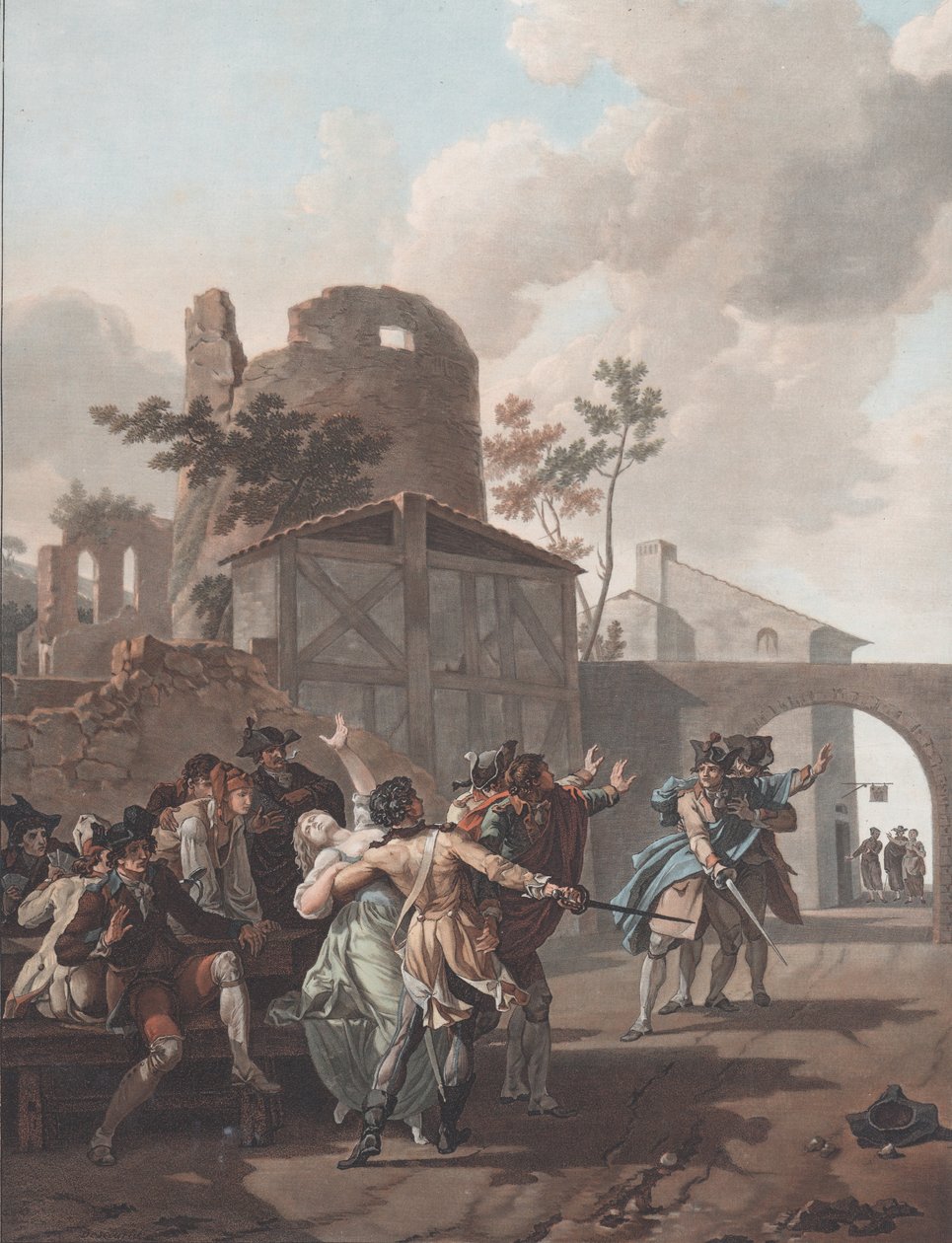 Bójka La Rixe, ca. 1792. autorstwa Charles Melchior Descourtis