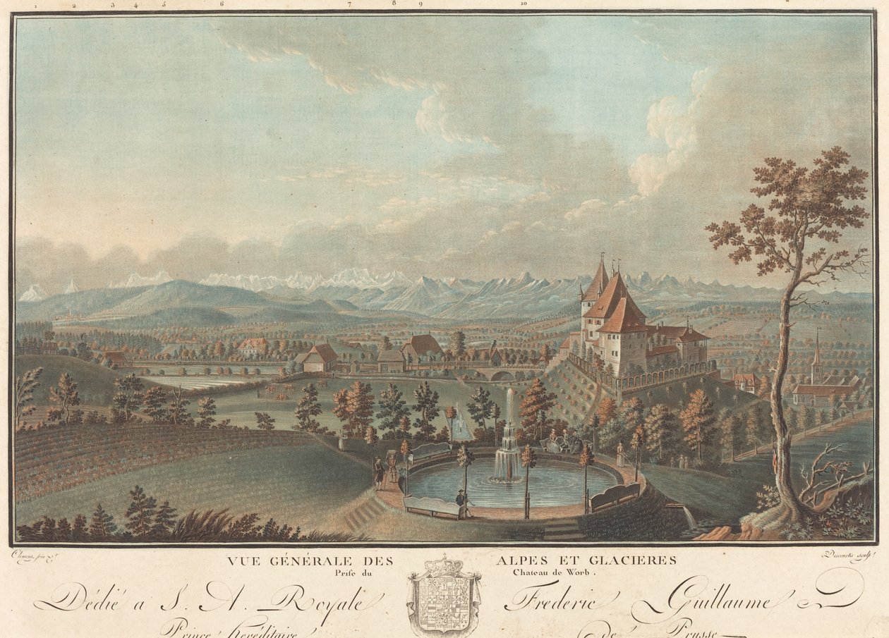 Ogólny widok na Alpy i lodowce autorstwa Charles Melchior Descourtis