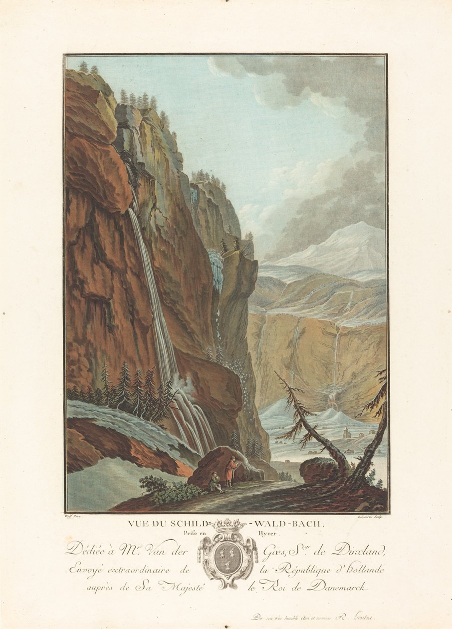 Vue du Schild-Wald-Bach chwali Hiver autorstwa Charles Melchior Descourtis after Caspar Wolf