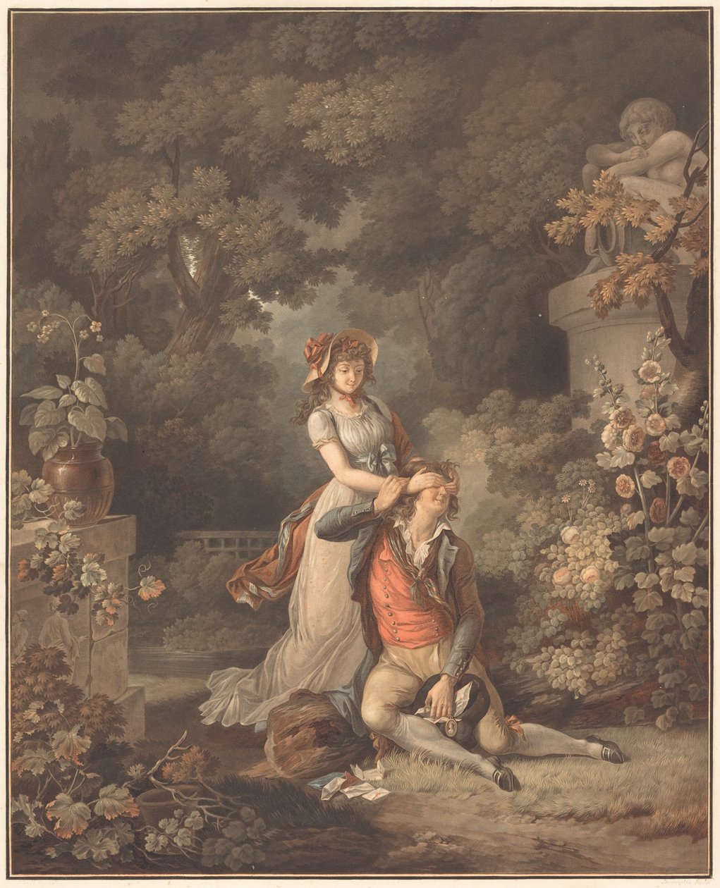 Zaskoczony kochanek autorstwa Charles Melchior Descourtis after Jean Frederic Schall