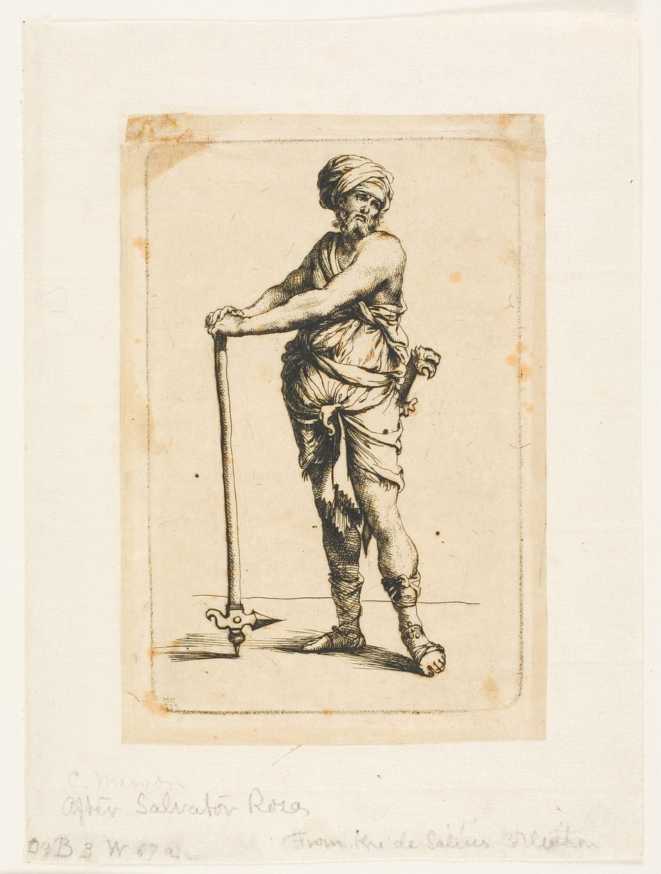 Stojący żołnierz, pełna twarz autorstwa Charles Meryon