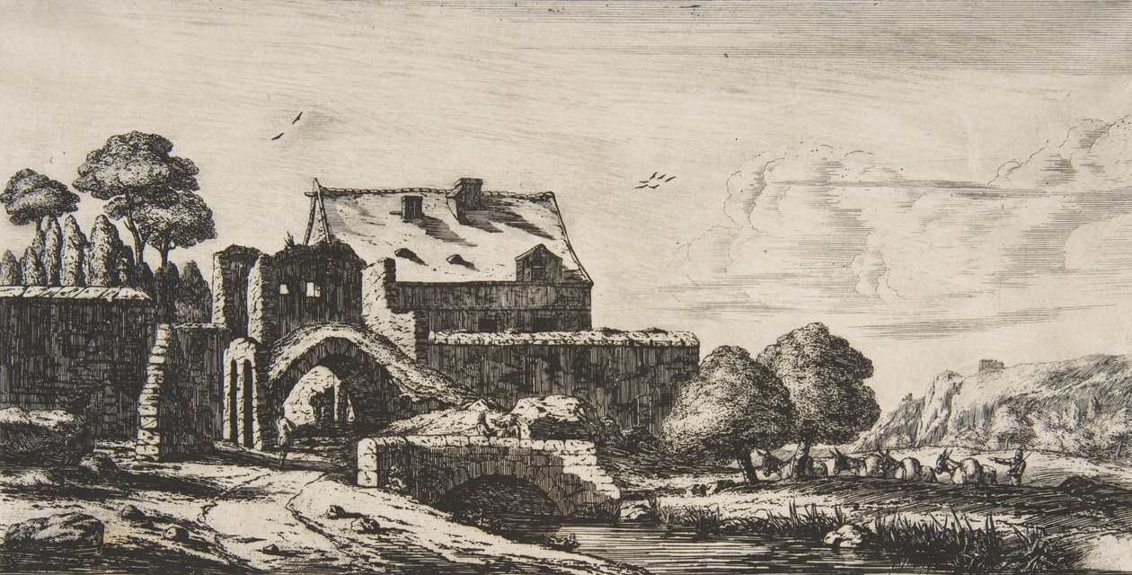 Młyn wodny w pobliżu Saint-Denis, 1850. autorstwa Charles Meryon