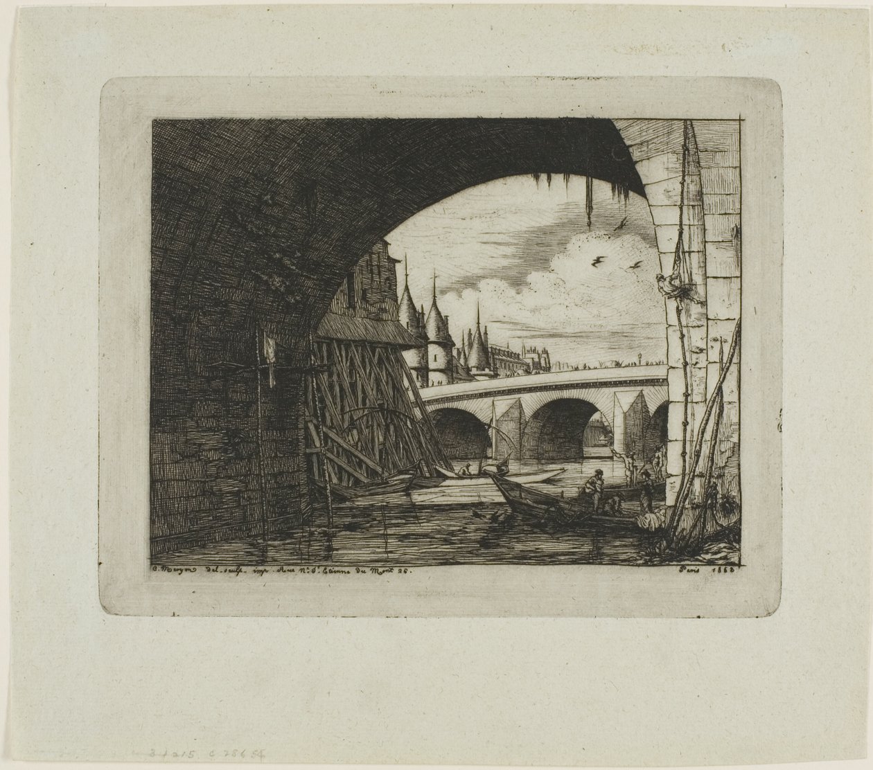 Łuk Pont Notre-Dame, Paryż autorstwa Charles Meryon