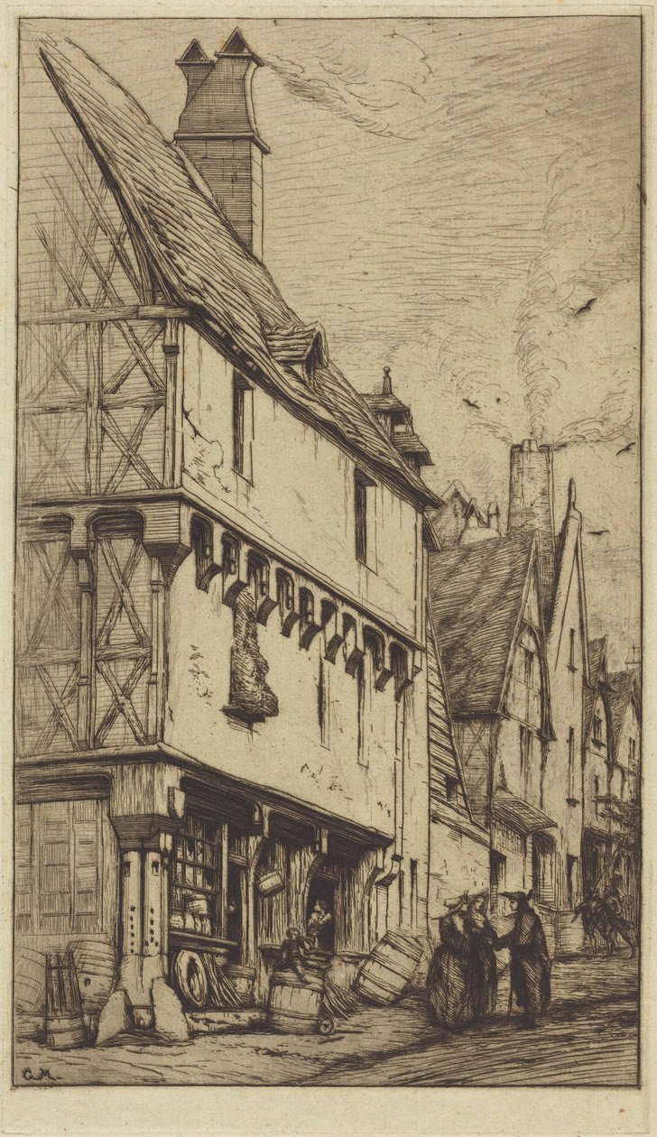 Stary dom w Bourges, czasem nazywany „Domem Muzyka” autorstwa Charles Meryon
