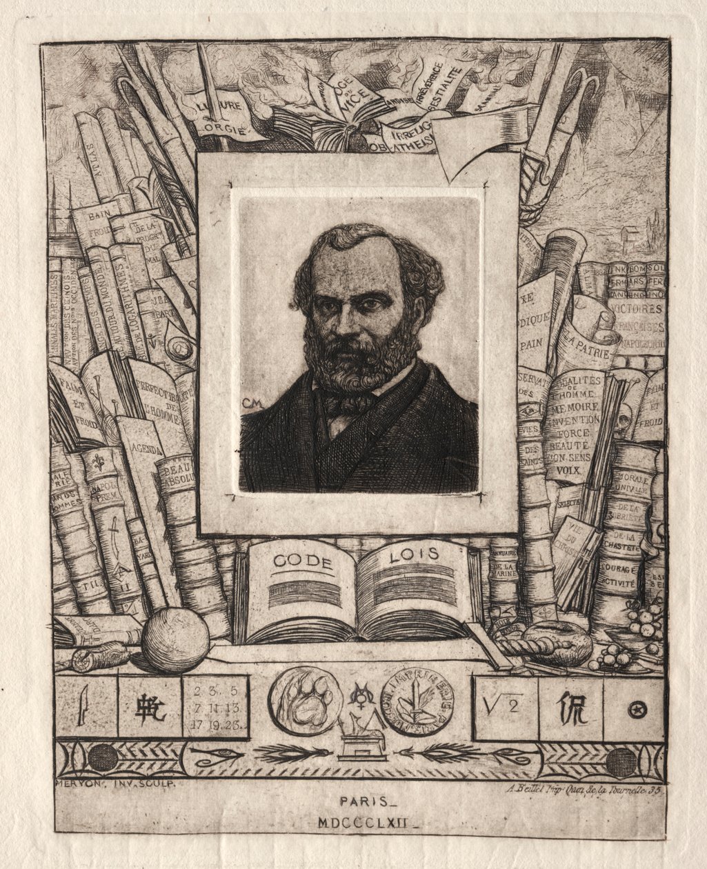 Armand Gueraud z Nantes, drukarz i literat autorstwa Charles Meryon