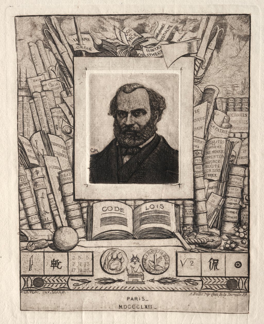 Armand Gueraud z Nantes, drukarz i literat, 1862. autorstwa Charles Meryon