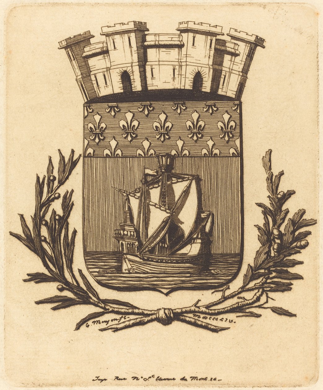 Symboliczne ramiona miasta Paryża autorstwa Charles Meryon