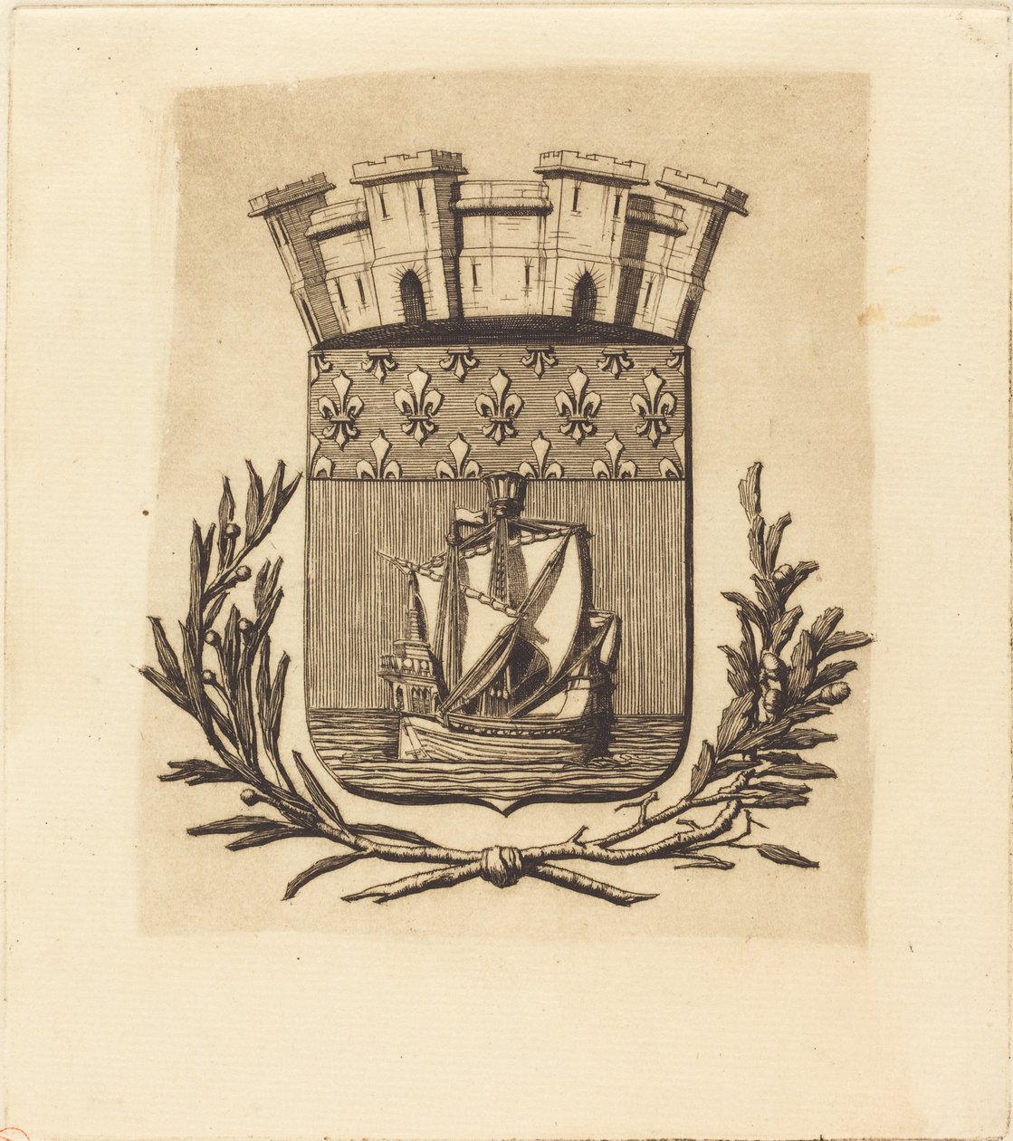 Symboliczne ramiona miasta Paryża autorstwa Charles Meryon