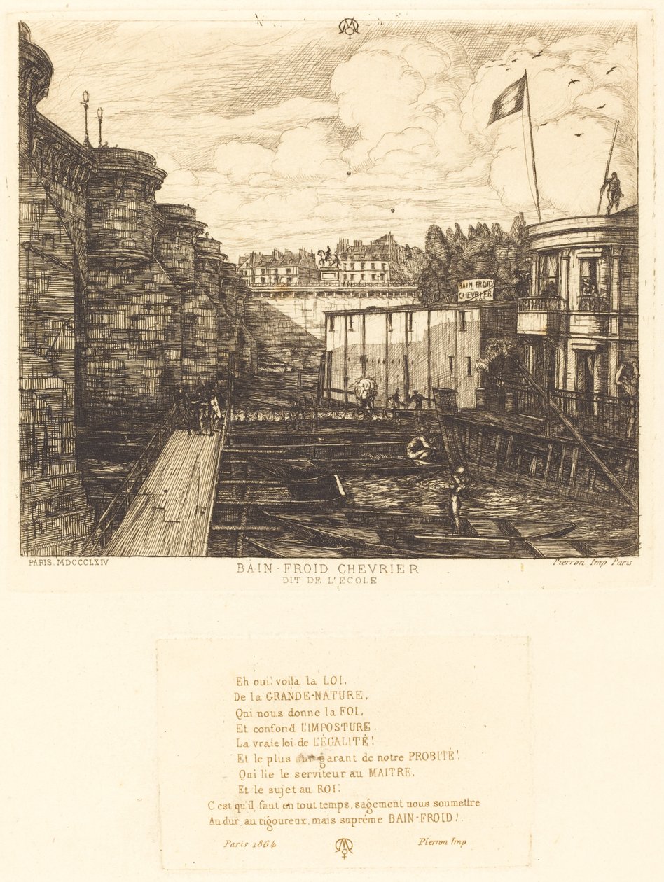 Zakład zimnej łaźni Chevrier, czasami nazywany „łaźnią szkolną”) autorstwa Charles Meryon