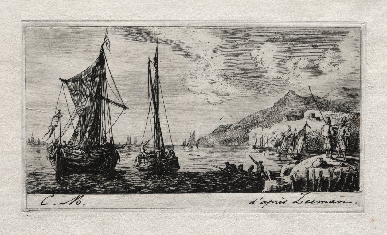 Calais - Łodzie do spłukiwania, 1850. autorstwa Charles Meryon