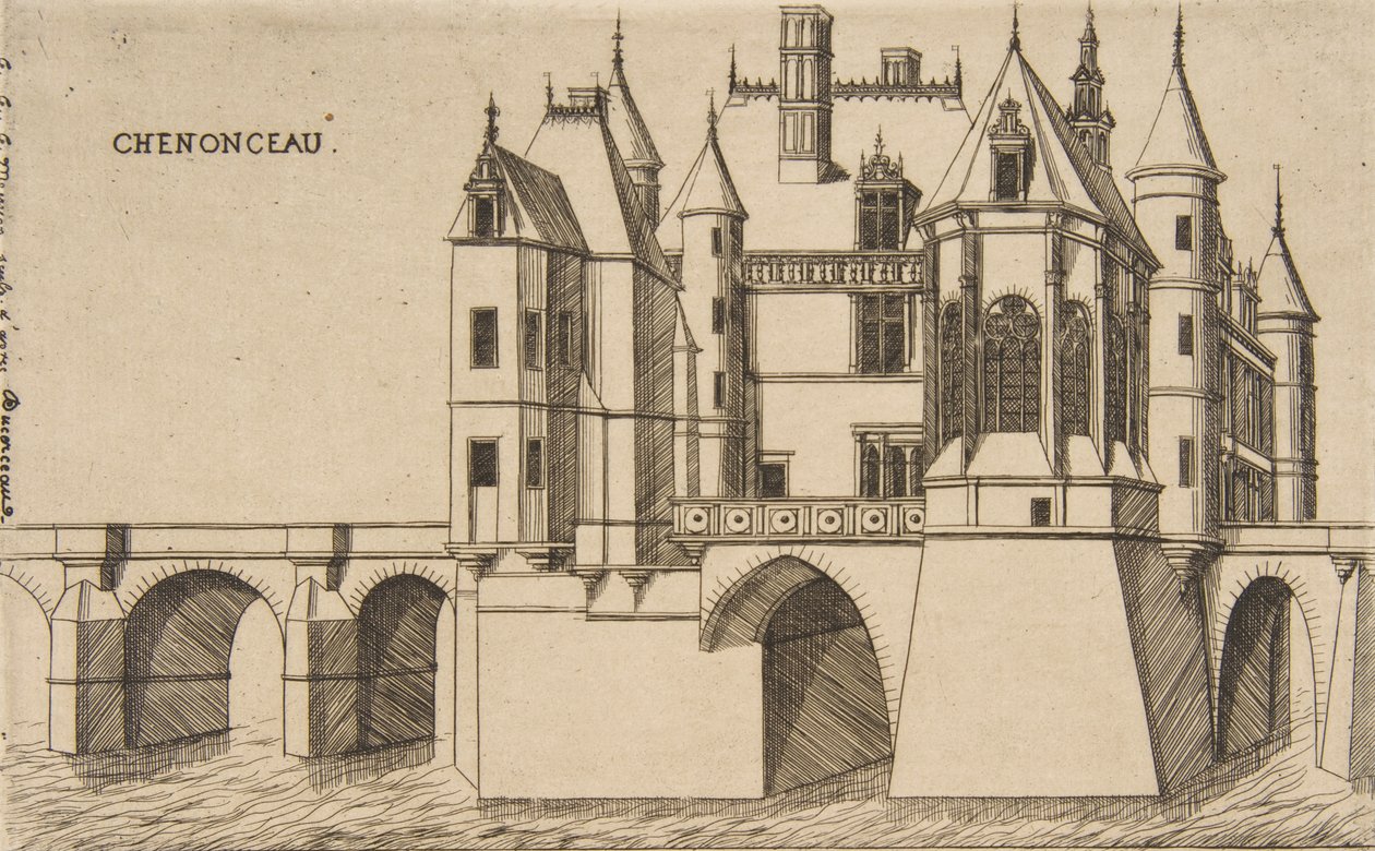 Château de Chenonceau, nr 2, 1856. autorstwa Charles Meryon