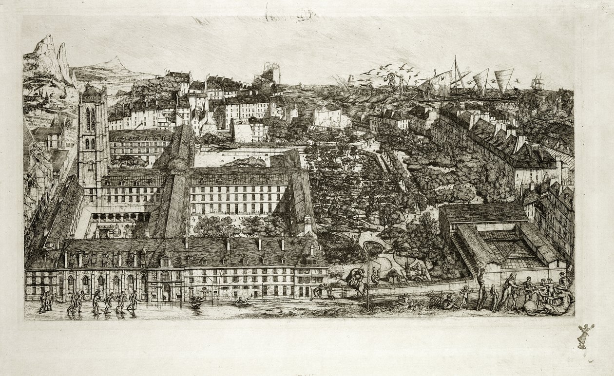 College Henri IV i Lycee Napoleon, 1864 r. autorstwa Charles Meryon