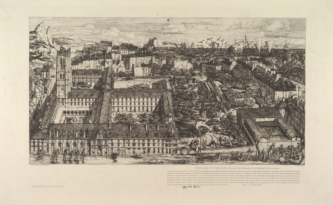 College Henri IV lub Lycée Napoleon, 1863-64. autorstwa Charles Meryon