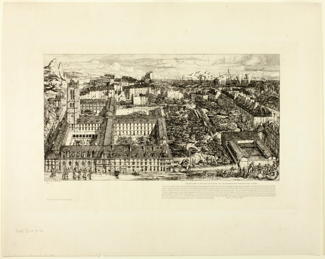 Kolegium Henryka IV (lub Lycée Napoléon), Paryż autorstwa Charles Meryon