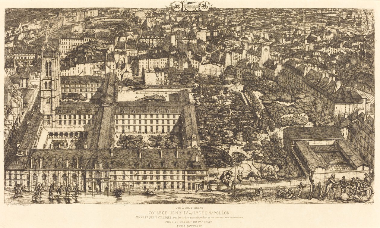 College Henri IV, Paryż lub Lycée Napoléon (Henry IV College lub Napoleon School) autorstwa Charles Meryon
