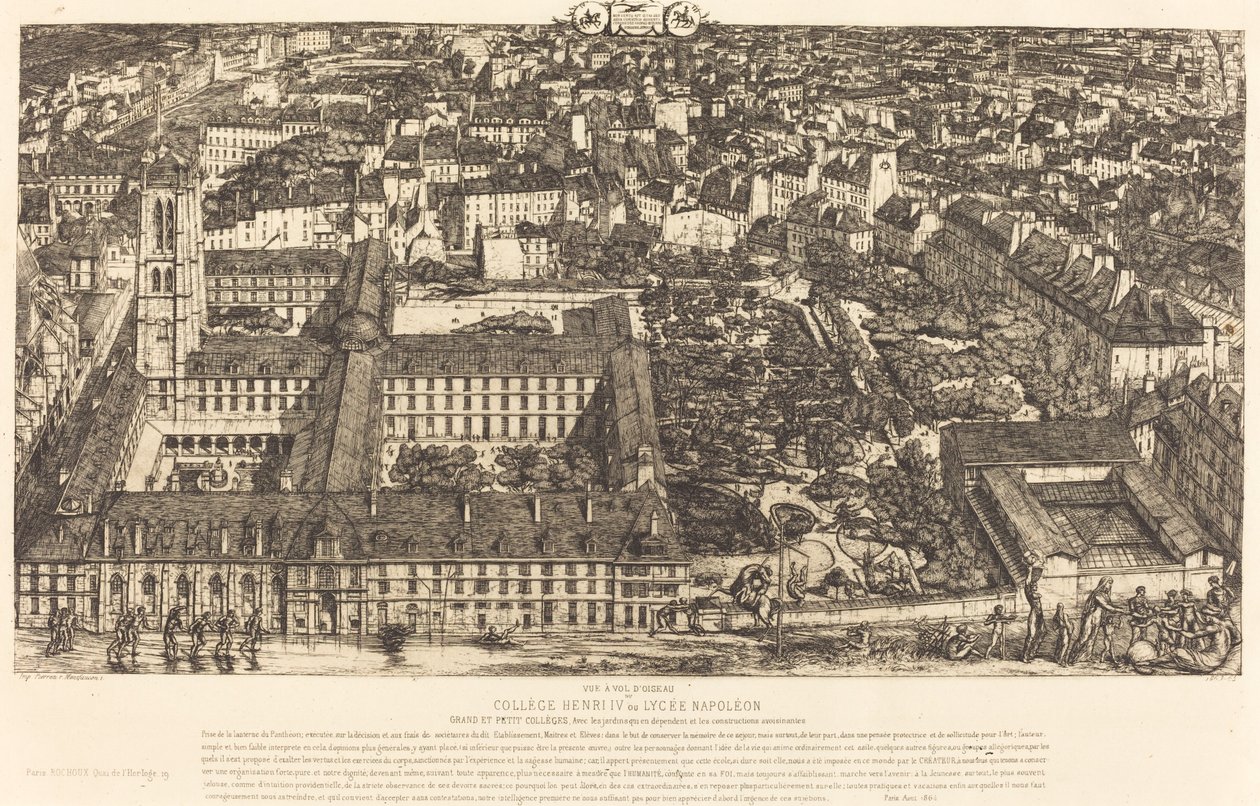 Collège Henri IV, Paryż lub Lycée Napoléon (Henry IV College lub Napoleon School, Paryż) autorstwa Charles Meryon