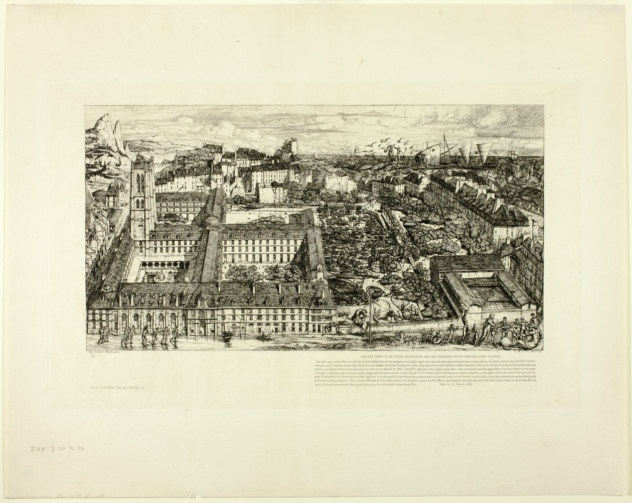 Kolegium Henryka IV (lub Lycée Napoléon), Paryż autorstwa Charles Meryon
