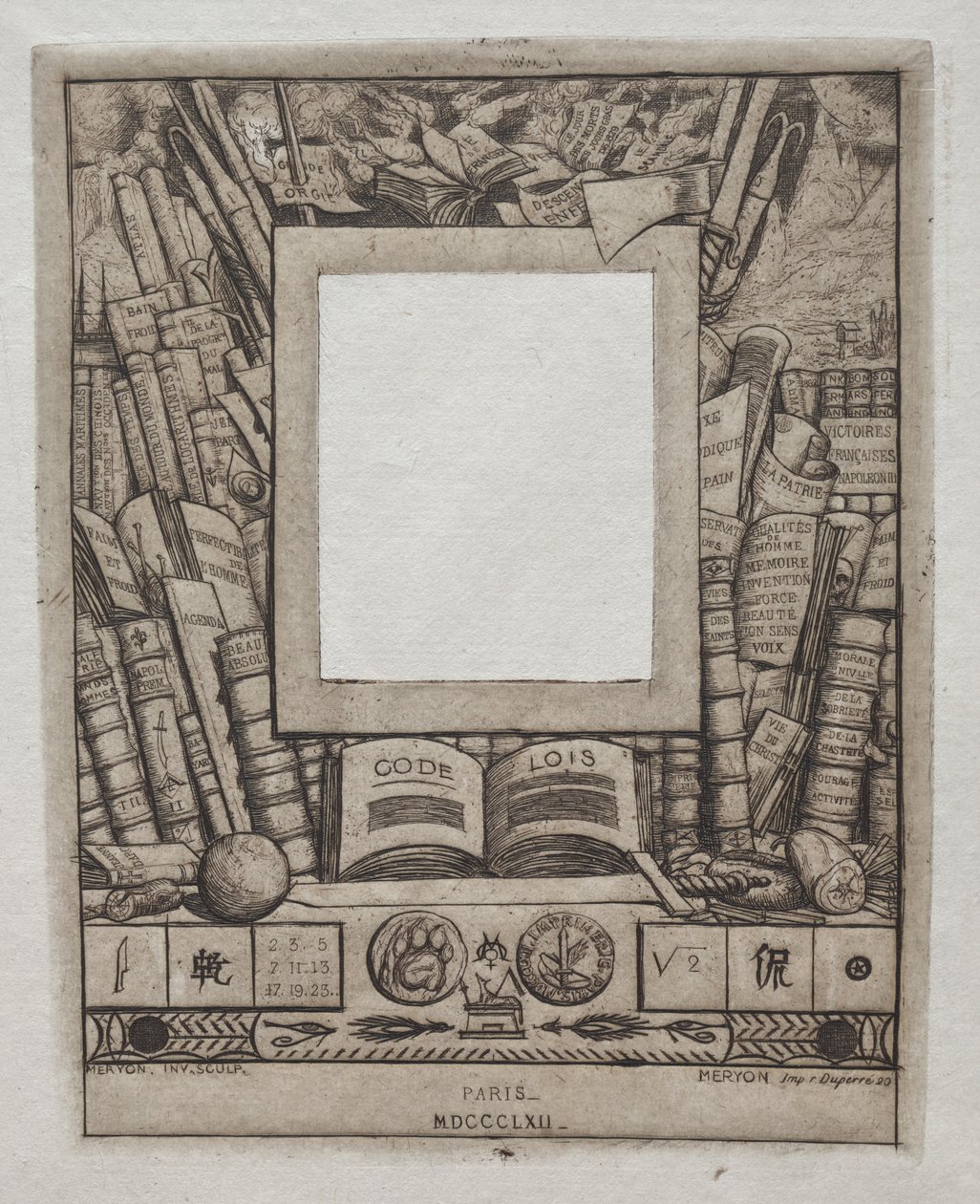 Projekt ramy do portretu Armanda Guérauda, 1862. autorstwa Charles Meryon