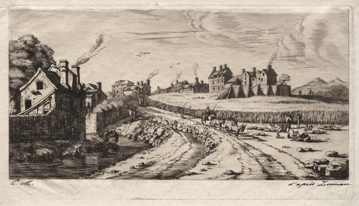 Wejście do Faubourg, Saint-Marceau, Paryż autorstwa Charles Meryon