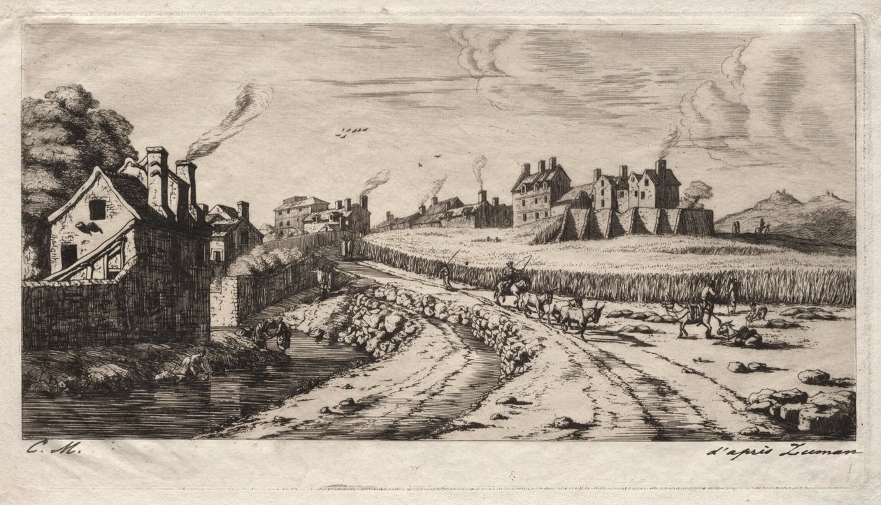 Wejście do Faubourg, Saint-Marceau, Paryż, 1850. autorstwa Charles Meryon