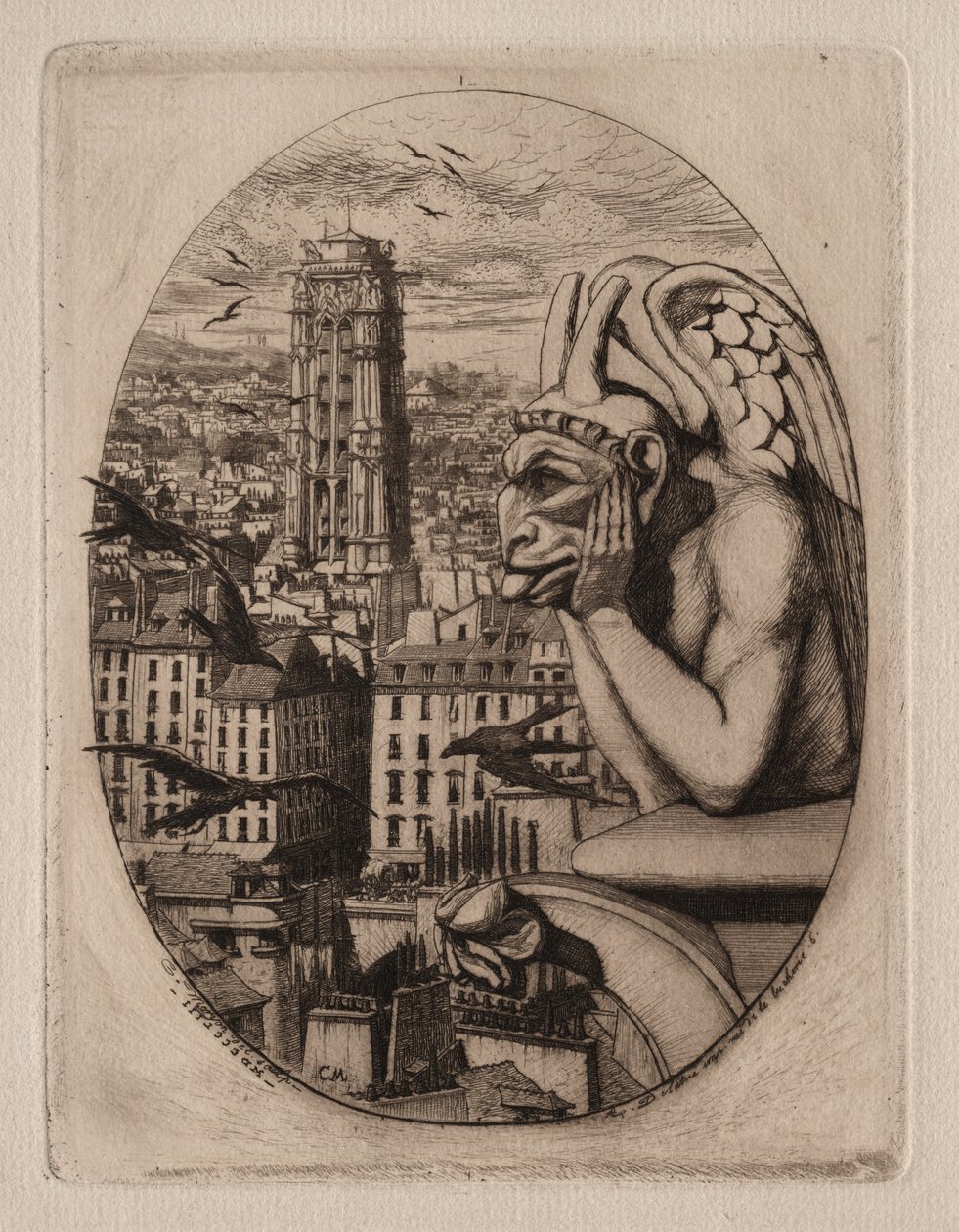 Akwaforty Paryża: Gargulec, 1853. autorstwa Charles Meryon