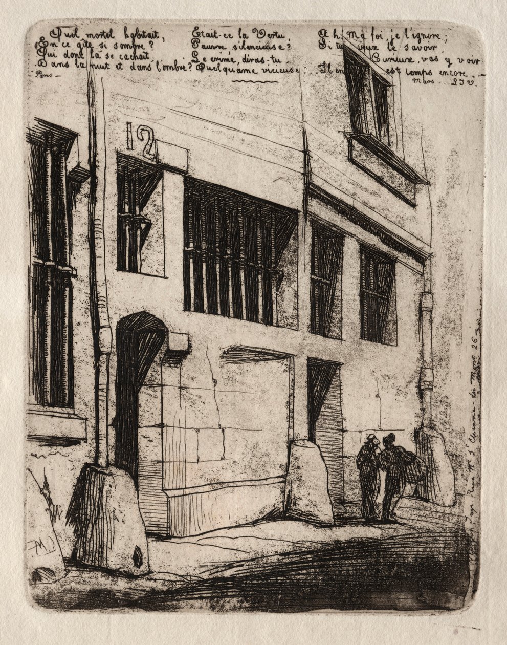 Akwaforty Paryża: The Street of the Bad Boys, 1854. autorstwa Charles Meryon