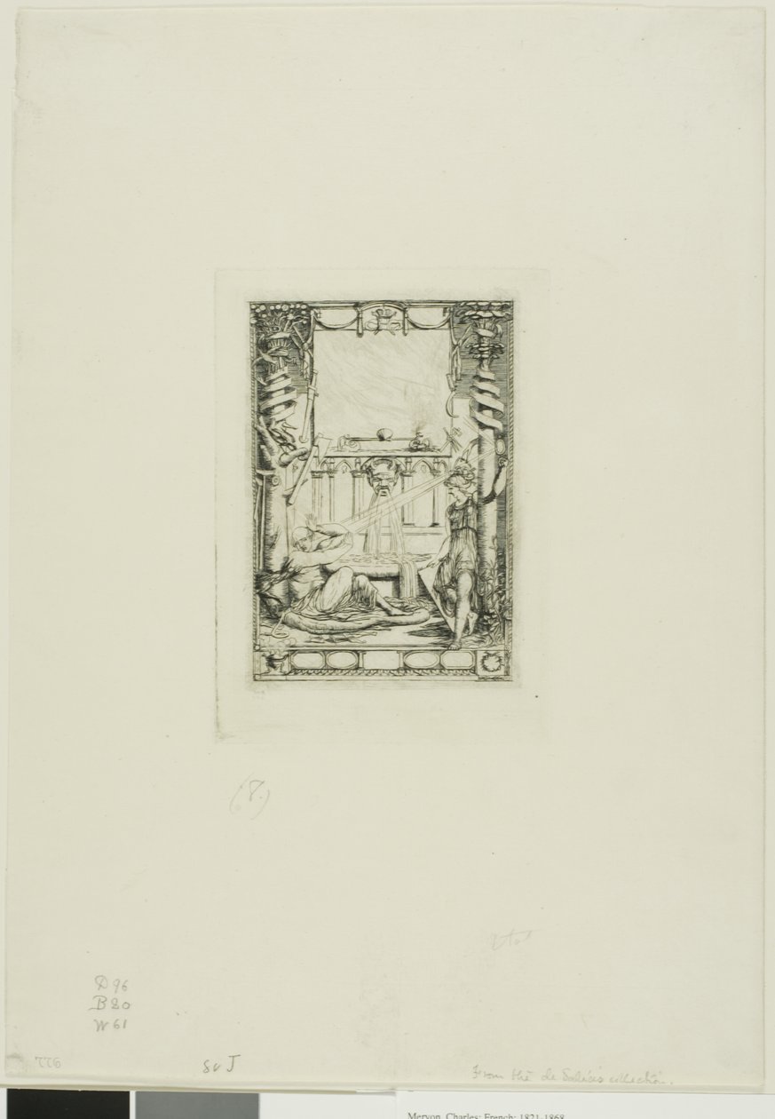 Frontyspis do katalogu rycin Thomasa De Leu autorstwa Charles Meryon