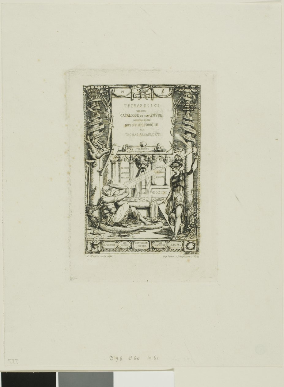 Frontispis do katalogu dzieł Thomasa De Leu autorstwa Charles Meryon