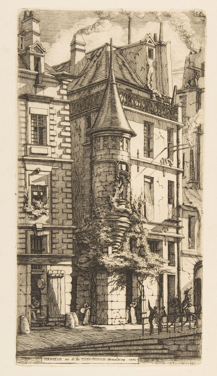 Dom z wieżyczką, rue de la Tixéranderie, Paryż autorstwa Charles Meryon