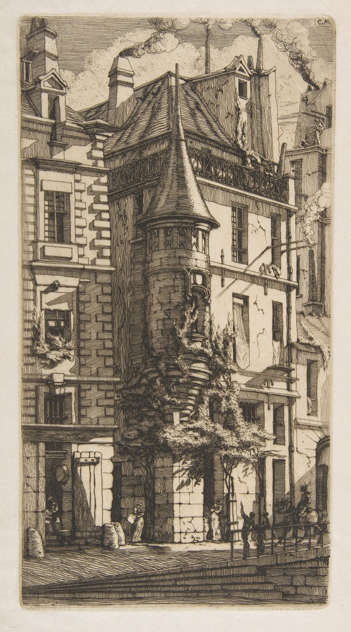 Dom z wieżyczką, rue de la Tixéranderie, Paryż autorstwa Charles Meryon