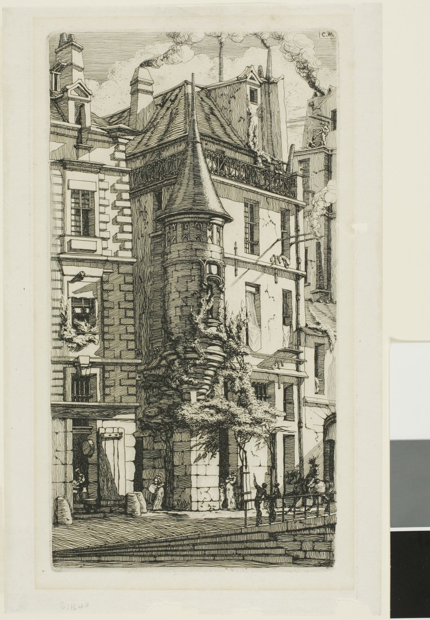 Dom z wieżyczką, rue de la Tixéranderie autorstwa Charles Meryon