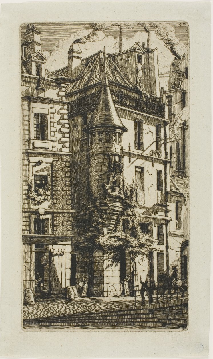 Dom z wieżyczką, rue de la Tixéranderie autorstwa Charles Meryon