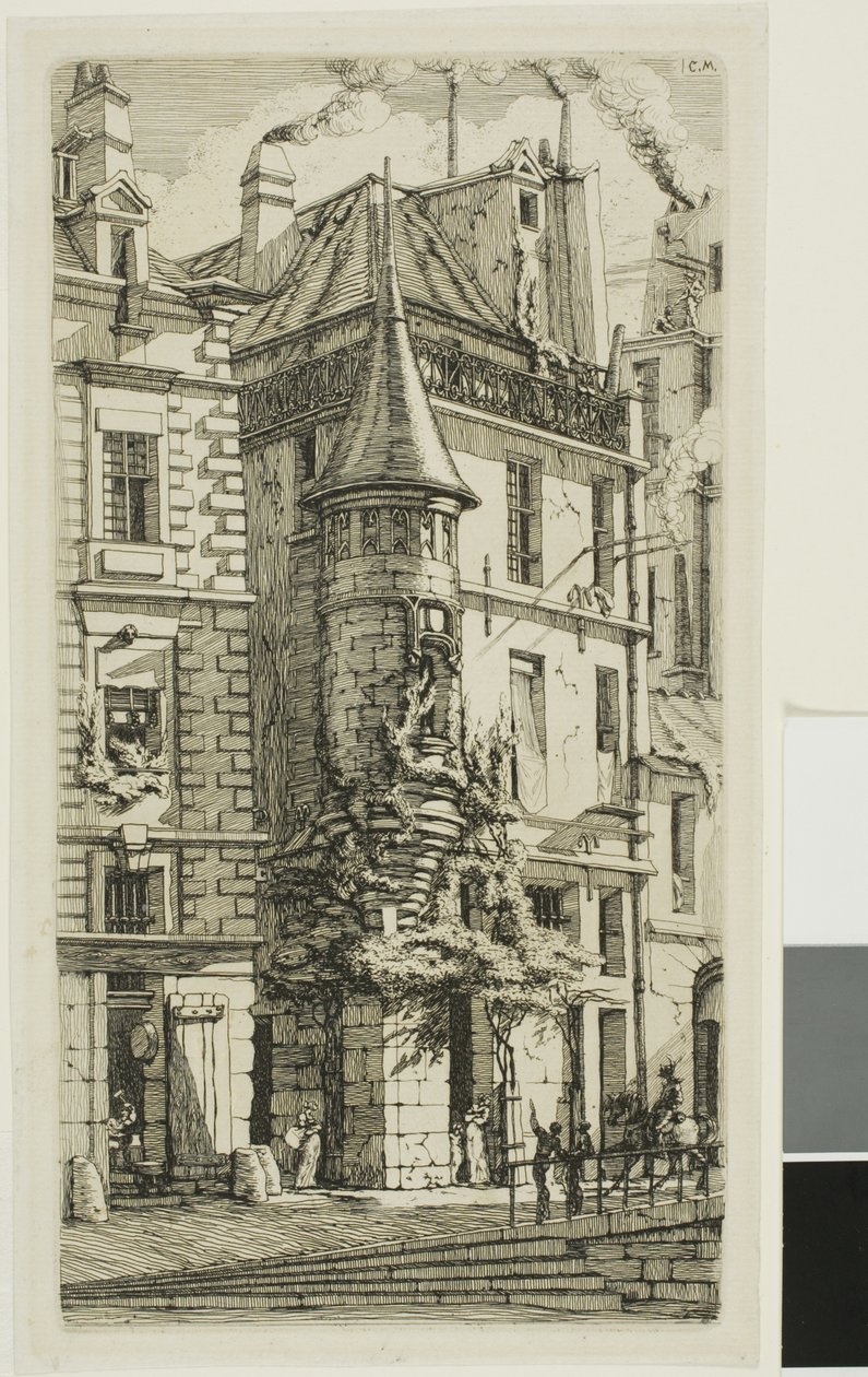 Dom z wieżyczką, rue de la Tixéranderie autorstwa Charles Meryon