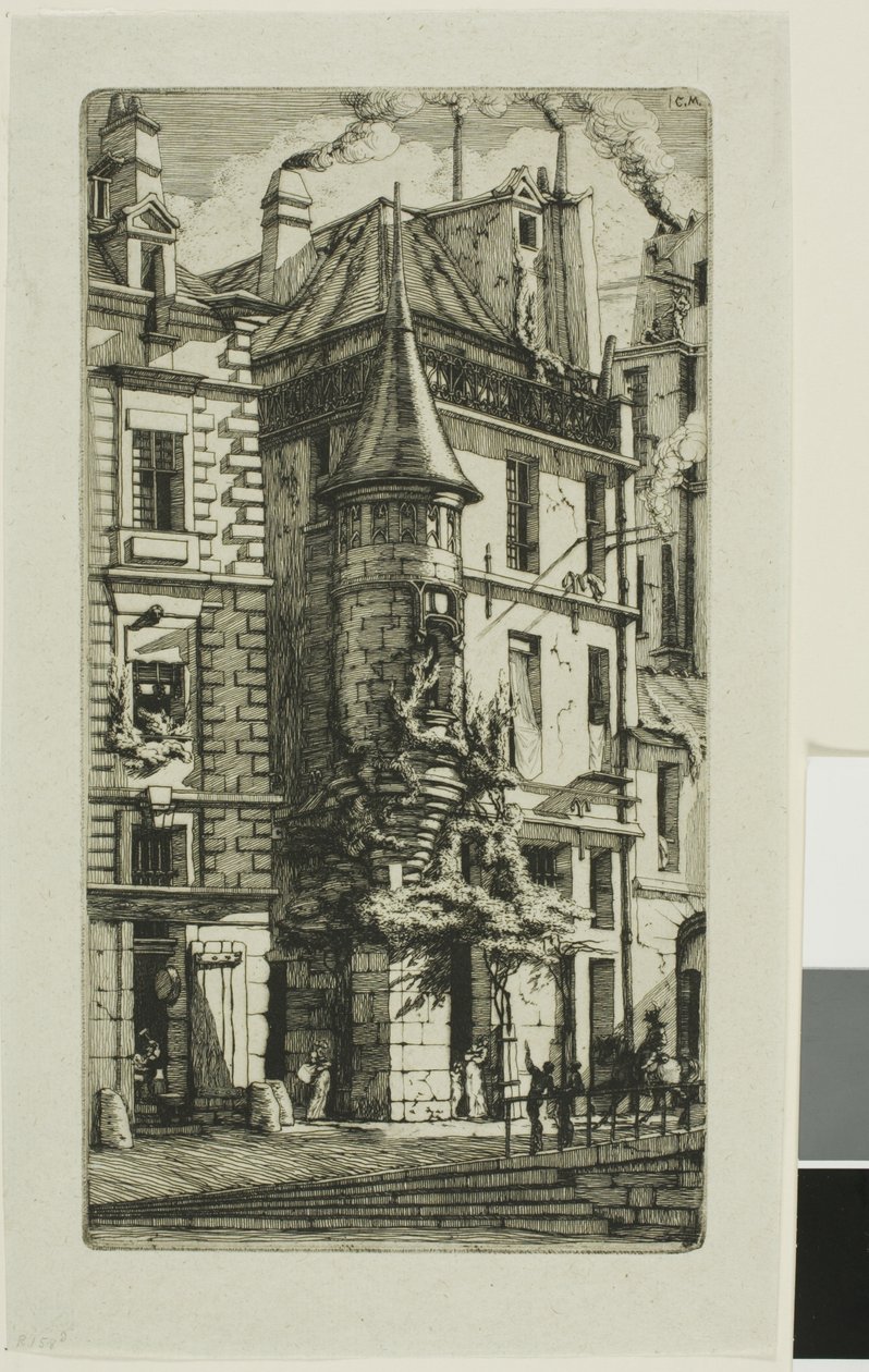 Dom z wieżyczką, rue de la Tixéranderie autorstwa Charles Meryon